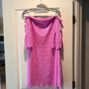 Lilly Pulitzer Pink Flutter Sleeve Off-Shoulder Mini Dress